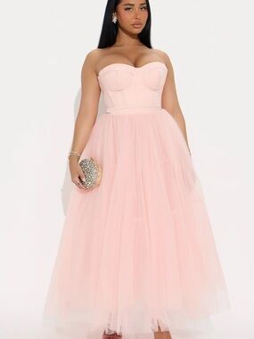 Fashion nova Dream Come True Tulle Midi Dress - Blush